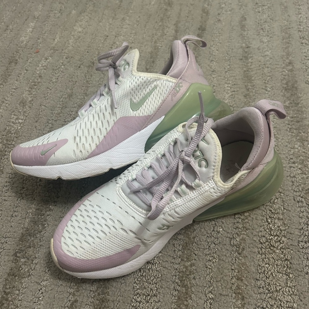 Nike White and Purple AirMax 270s